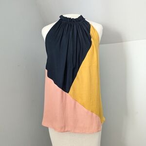 LOFT Colorblock Halter Top Sleeveless Blouse